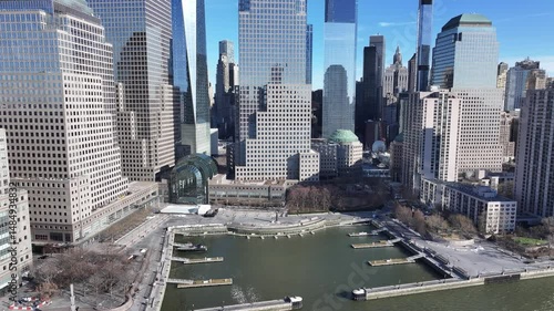 Downtown New York At Manhattan In New York United States. Downtown City. Business District Scenery. Downtown New York At New York United States. One World Trade Center Building. 