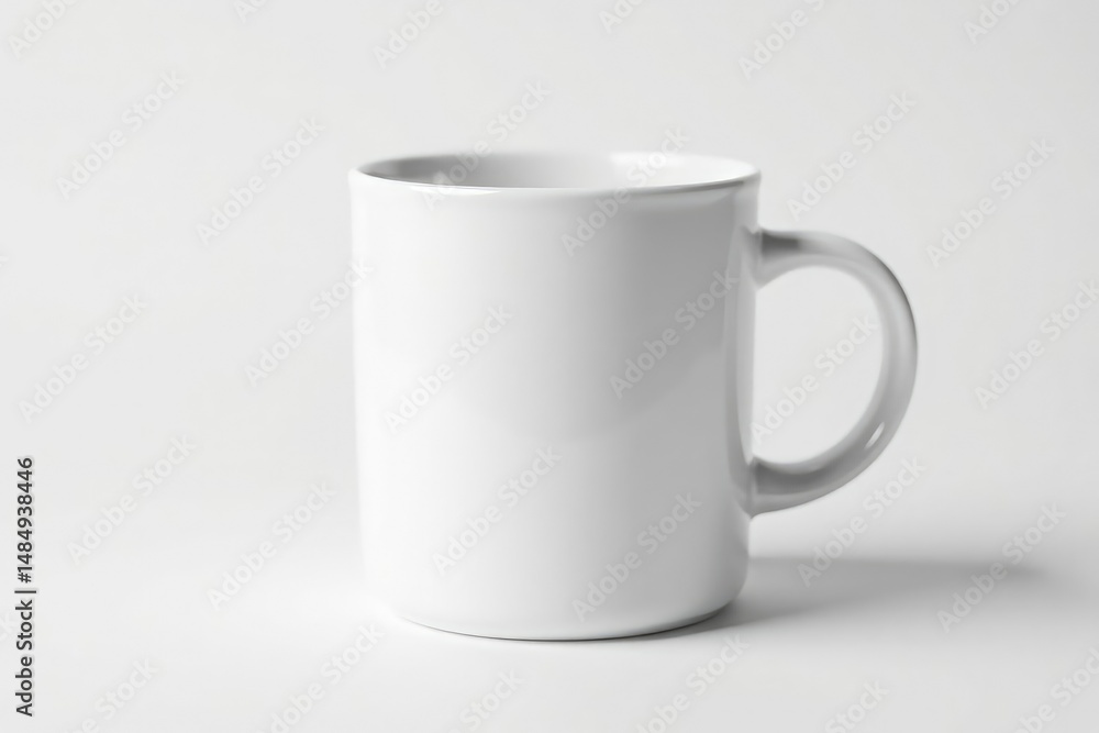 One white ceramic mug isolated on white background, white, stock One white ceramic mug isolated on white background, white, stock