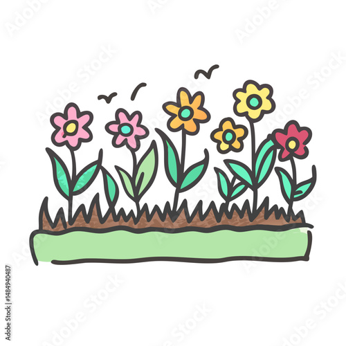 flower bed icon, flower bed vector illustration-simple illustration of flower bed, perfect for flower bed logos and icons