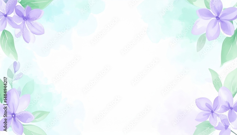 Fototapeta premium Decorative floral border design digital art creative background soft colors elegant concept