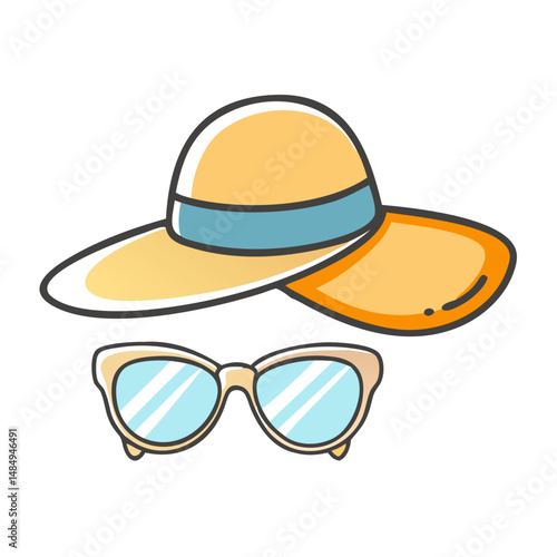 sunhat and sunglasses icon, sunhat and sunglasses vector illustration-simple illustration of sunhat and sunglasses, perfect for sunhat and sunglasses logos and icons