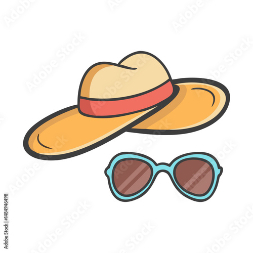 sunhat and sunglasses icon, sunhat and sunglasses vector illustration-simple illustration of sunhat and sunglasses, perfect for sunhat and sunglasses logos and icons
