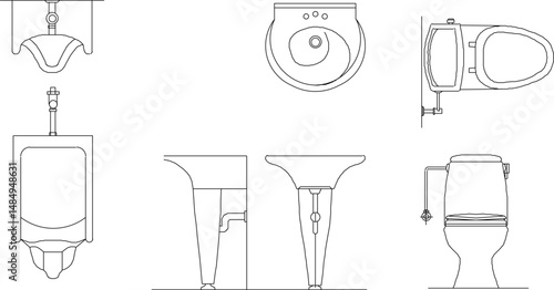 vector illustration sketch image of a bathroom monoblock for urinating and defecating 