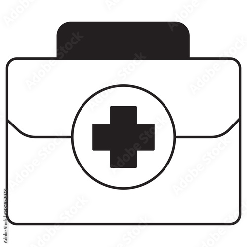 First Aid Kit icon, Compact Medical Kit for Home, Travel & Workplace Safety, Essential First Aid Kit for Emergency Preparedness, vector