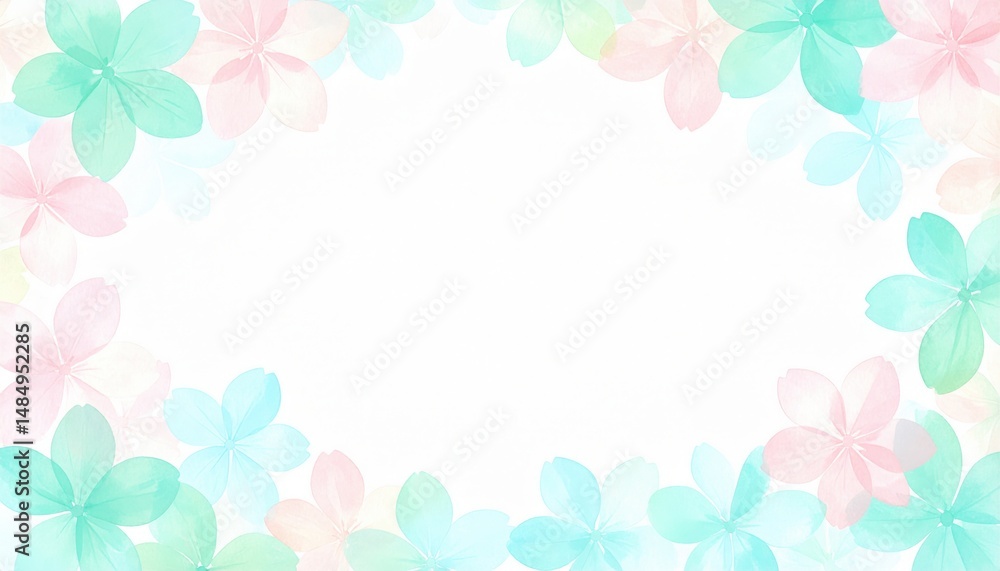 Fototapeta premium Delicate floral frame design studio graphic art soft colors close-up nature inspiration