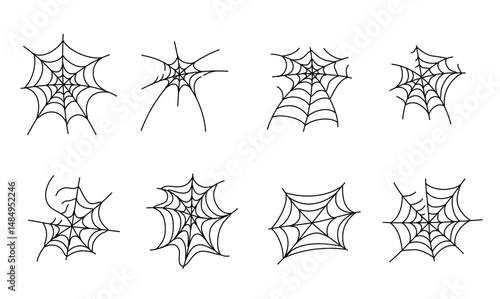 Spider Web Vector Illustration – Isolated Web Silhouette on White Background