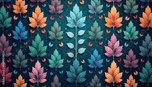 Subtle damask pattern featuring leaves and vines, ideal for backgrounds , digital, print