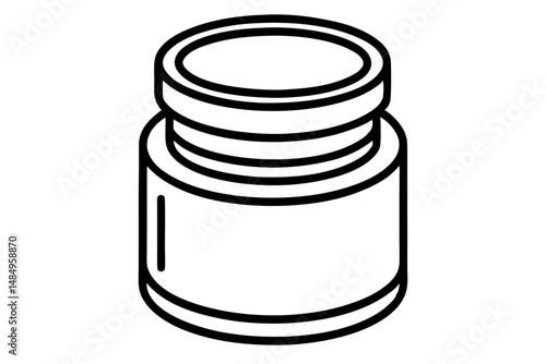 Line art illustration of a cylindrical jar or container with a lid