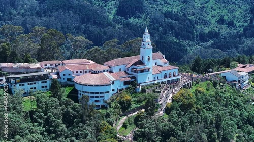 Wallpaper Mural Monserrate Sanctuary At Bogota In Cundinamarca Colombia. Monserrate Church Landscape. Religion Background. Bogota At Cundinamarca Colombia. Church Aerial View. Pilgrimage Scenery. Torontodigital.ca
