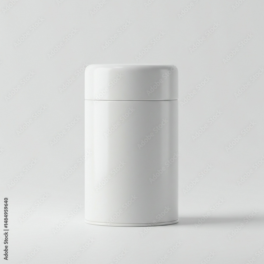 Blank White Cylindrical Tin Can Packaging Mockup for Product Design Blank White Cylindrical Tin Can Packaging Mockup for Product Design