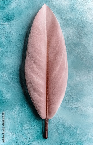 feather on blue background