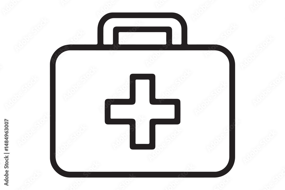 Simple Line Art of a First Aid Kit Simple Line Art of a First Aid Kit