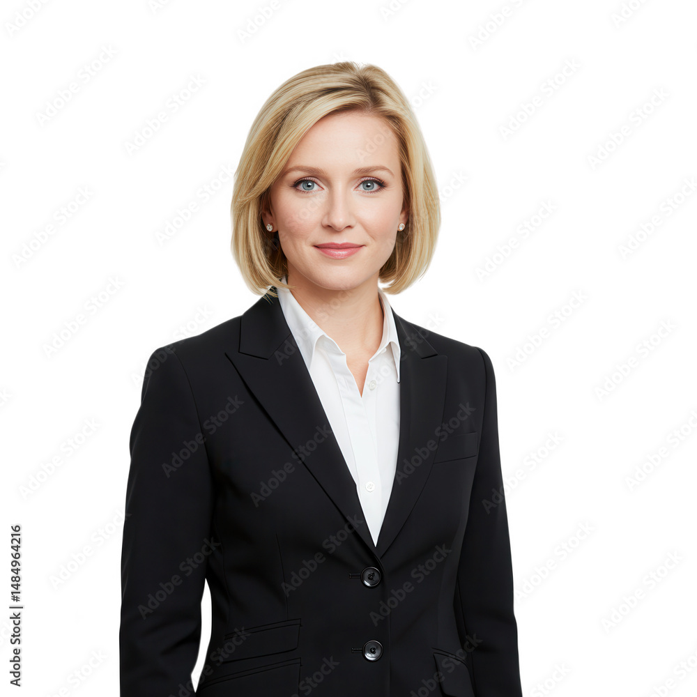 Portrait of Confident Businesswoman in Black Suit White On Transparent Background Portrait of Confident Businesswoman in Black Suit White On Transparent Background