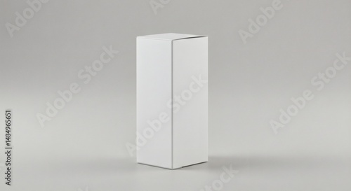 Tall white rectangular product box standing on clean surface