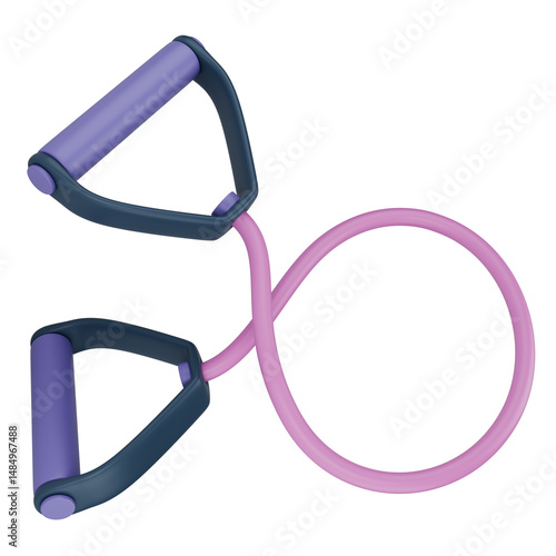 Stylized resistance band with handles. Isolated on transparent background