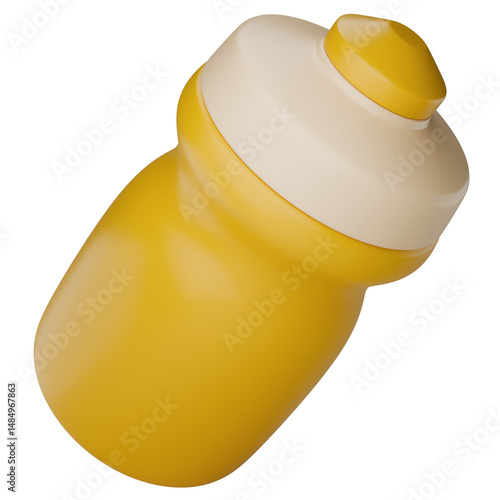 Stylized yellow water bottle. Isolated on transparent background