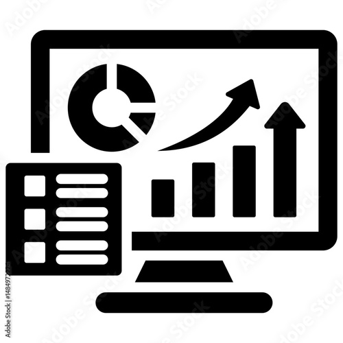 Sales Dashboard Solid Icon Vector Illustration