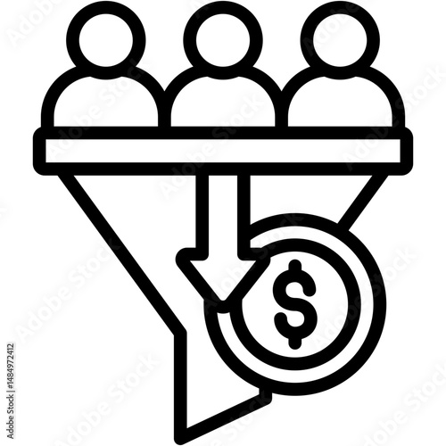 Sales Funnel Lineal Icon Vector Illustration
