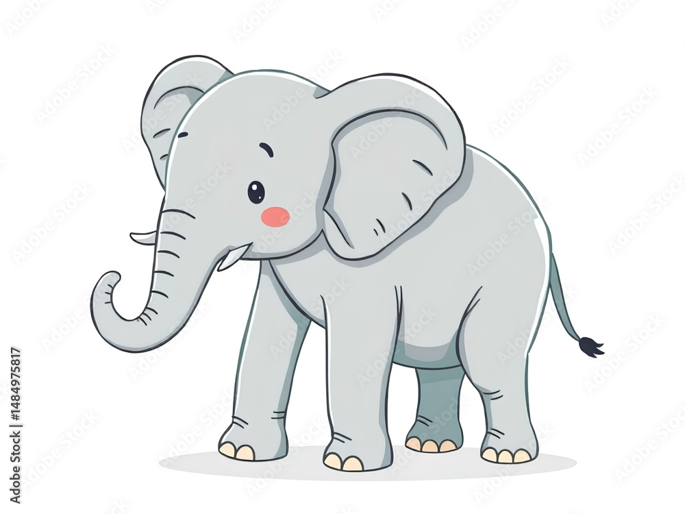 Fototapeta premium Elephant baby cartoon isolated on white