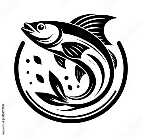 Minimalist Flying Fish Vector Logo