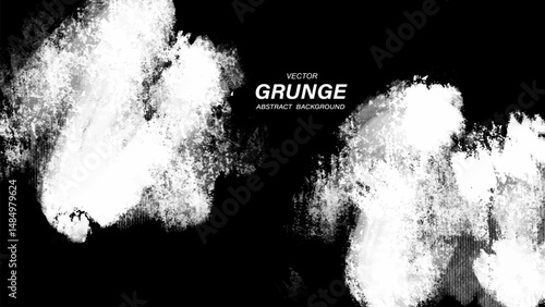 Black and white abstract grunge background with scattered paint texture