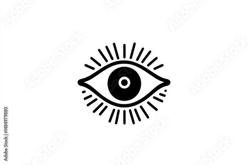A stylized eye with radiating lines.  Simple,  spiritual,  and  intriguing symbol