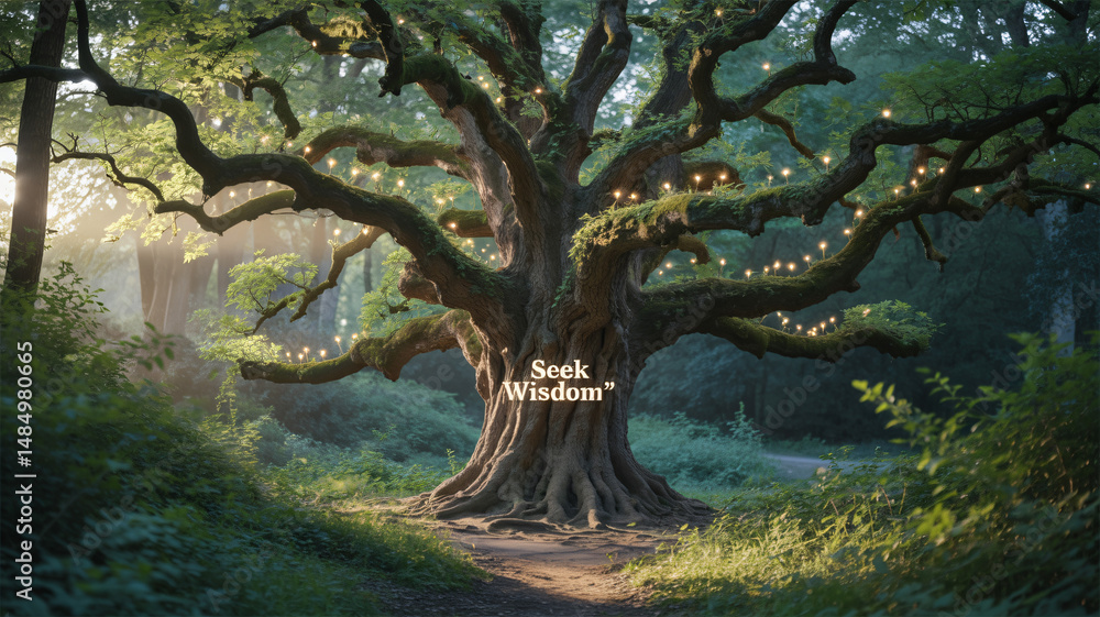 Enchanted Sunlight A sparkling forest scene adorned with floral accents Enchanted Sunlight A sparkling forest scene adorned with floral accents