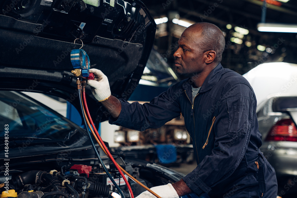 custom made wallpaper toronto digitalAuto mechanic are checking and repair maintenance auto engine is problems at car repair shop.