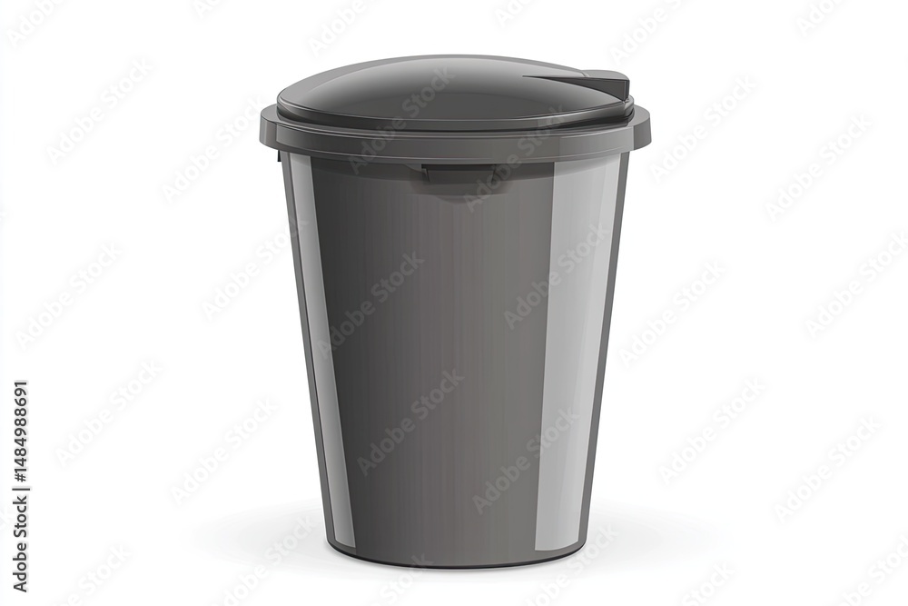 Grey plastic trash can with a lid Grey plastic trash can with a lid