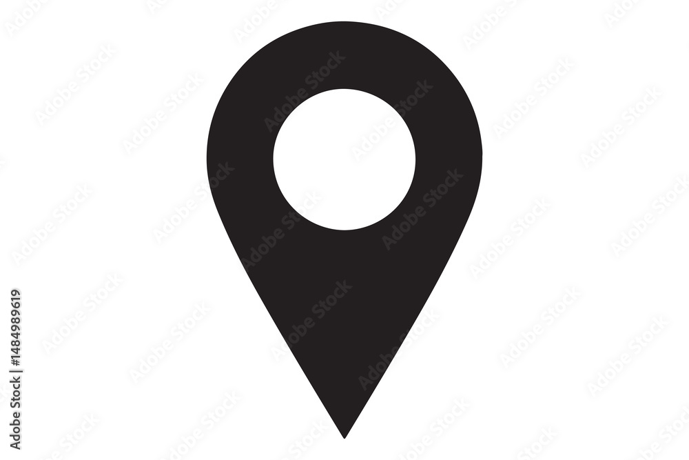 Simple Black Location Pin Icon Against White Background Simple Black Location Pin Icon Against White Background
