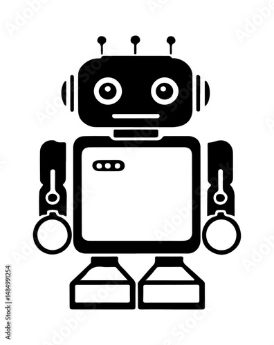 not satisfied black and white robot shape vector illustration