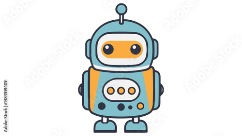 cute humanoid robot icon without arms 