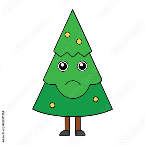 A sad little Christmas tree stands alone, its sparse branches drooping, lights dimmed—longing for warmth, joy, and the festive cheer it once knew.

