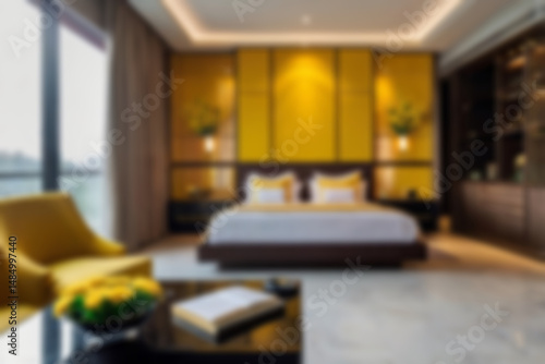 Wallpaper Mural Blurred bedroom, modern theme, there is a study table and sofa, showing the luxurious interior, with a blurred background Torontodigital.ca