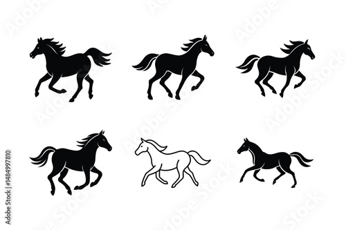black stallion with flowing mane vector