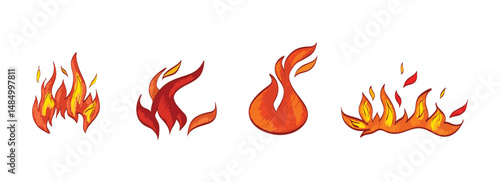 Set Icon Flames full color