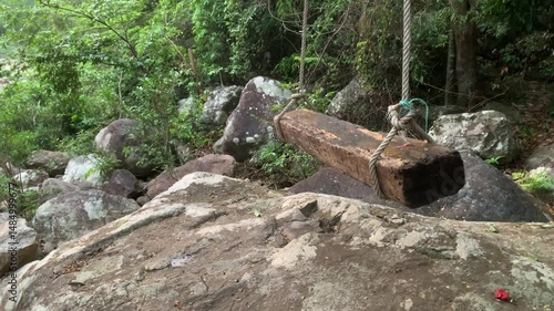 shot of a wooden swing