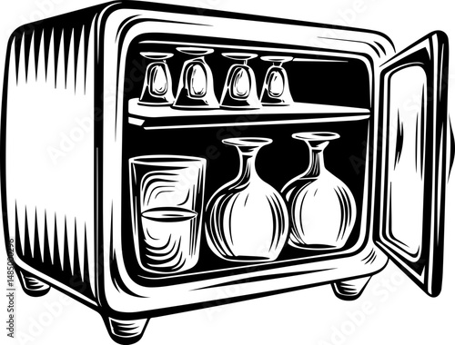 SVG vector of a laboratory and research facility focused on biology. Detailed Illustration of Sterilizer with Various Glassware Inside