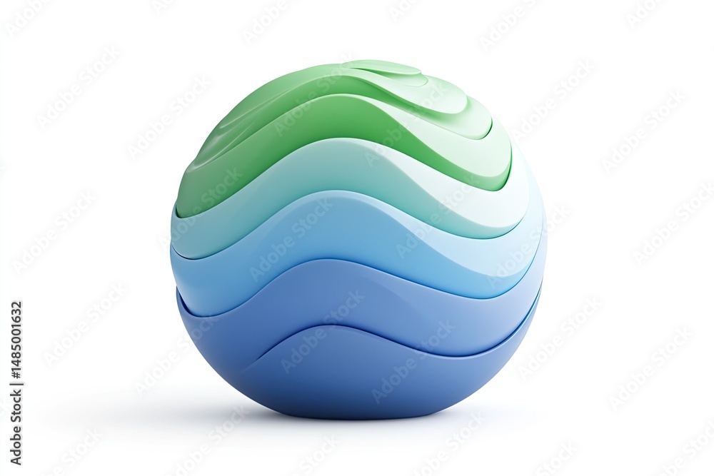 Fototapeta premium Layered sphere with wavy, gradient colors