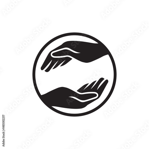 Two hands in holding position silhouette vector