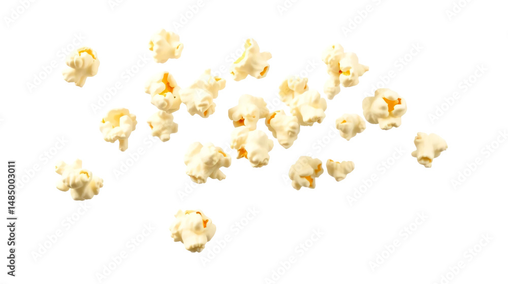 Fototapeta premium Flying popcorn isolated on transparent background