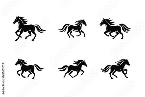 black stallion in race motion vector