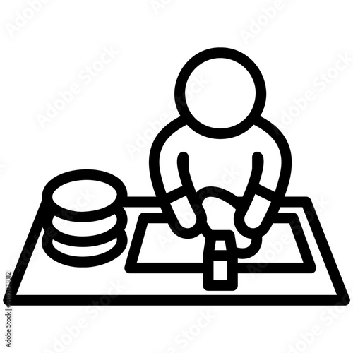 Daily Life Outline Icon. Washing dishes