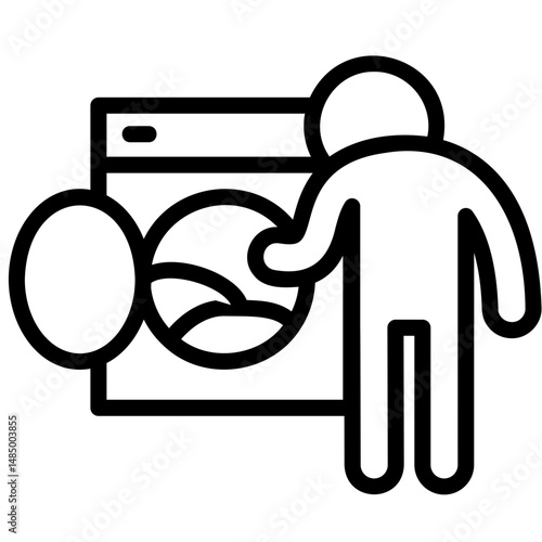 Daily Life Outline Icon. Doing laundry