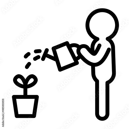 Daily Life Outline Icon. Watering plants