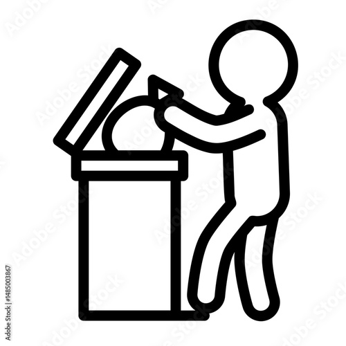Daily Life Outline Icon. Taking out trash