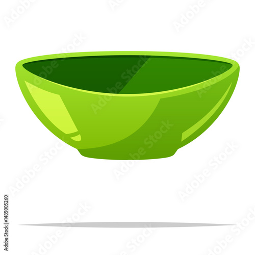 Empty green bowl vector isolated illustration