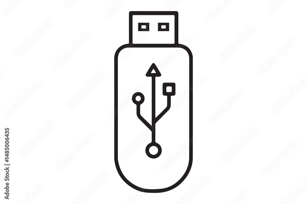 Simple Line Drawing of a USB Flash Drive Simple Line Drawing of a USB Flash Drive