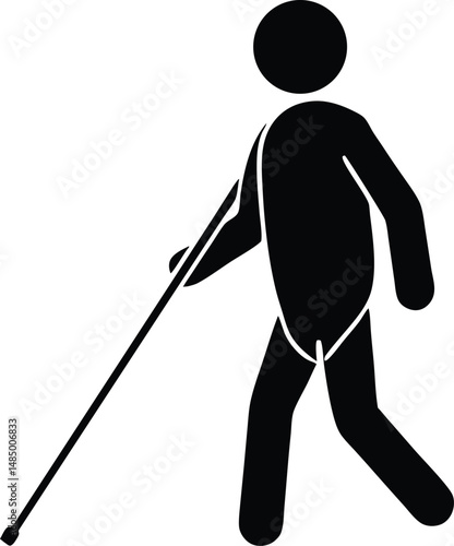 blind person walking vector icon