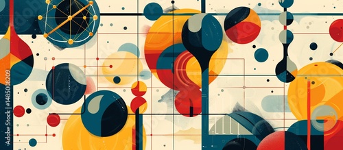 Obraz  z motywem Abstract Composition of Geometric Shapes